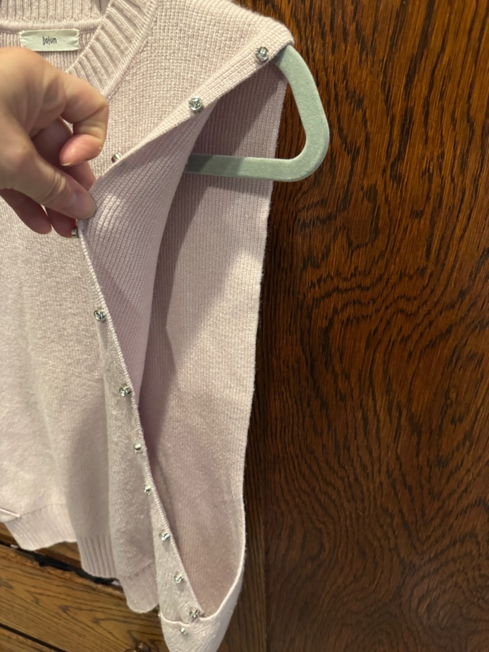 Pale Pink Sleeveless Knit Tank with Side Stud Detail - Picture 3 of 4